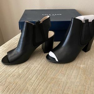 Cole Hahn Black Leather Booties